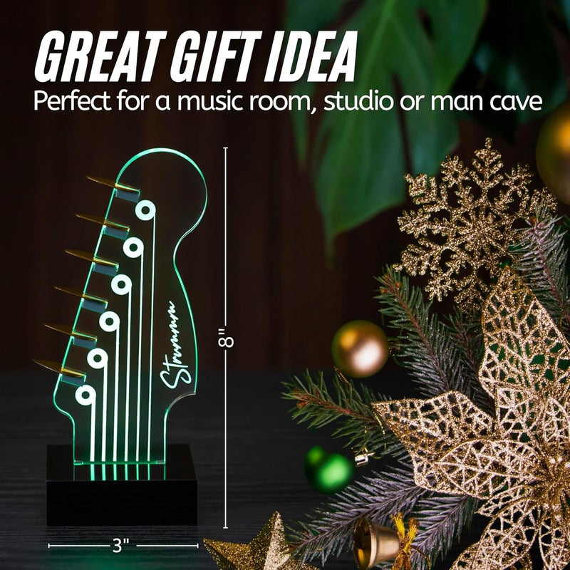 Strummm Light Up Guitar Pick Holder – 7-Color Changing LED Pick Storage Display & Night Light – USB Powered Novelty Room Decor, Holds 6 Picks – Cool Guitar Gift for Men, Musicians & Guitarists - Image 5